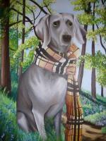 Millie The Weimaraner - Oil On Canvas Paintings - By Suzanne Clapp, Realism Painting Artist