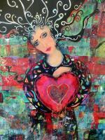 Blackheart - Mixed Media Paintings - By Cheryl Ehlers, Mixed Media Painting Artist