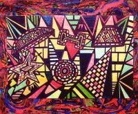 Visionary Outsider Art Brut Ra - Space Ships And Pyramids Of Faith - Oil  Water Based Paint And Mar