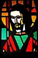 Stain Glass Savior - Oil  Water Based Paint And Mar Paintings - By Michael Puleo, Outsider Art Brut Art Painting Artist
