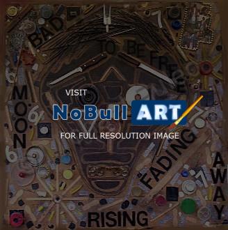 Visionary Outsider Art Brut Ra - Bad Moon Rising - Merging Painting And Sculpture