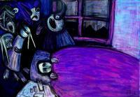 Wont Let Her Sleep - Acrylics And Pastels Paintings - By Glenn Brady, Outsider Painting Artist