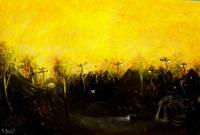 Golden Sunset - Acrylics And Pastels Paintings - By Glenn Brady, Expressionism Painting Artist