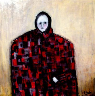 Paintings - Girl In Large Flannie - Acrylics And Pastels