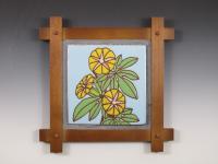 Wood Rose - Ceramics Wood Ceramics - By Stephen Hearne, Framed Art Tiles Ceramic Artist