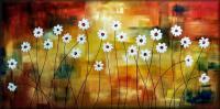 Modern Abstract Flowers - Divine Daisies - Oil  Acrylic On Canvas