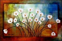 Modern Abstract Flowers - Frame Of Mind 2 - Oil  Acrylic On Canvas