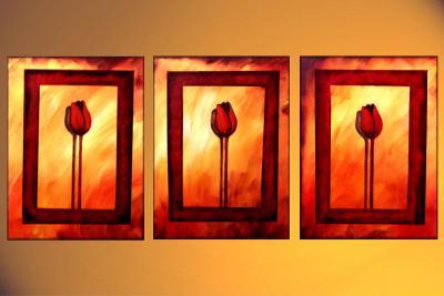 Modern Abstract Art - Tulip Shadows 2 - Oil  Acrylic On Canvas