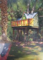 Majestic Tree House - Oil Paintings - By Ann Holstein, Plein Air - Studio Painting Artist