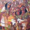 Bale Market - Acrylics On Canvas Paintings - By Nebiyu Assefa, Traditional Painting Artist