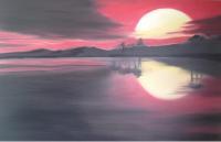 Sunsets - Sunset On The Lake - Oil On Canvas
