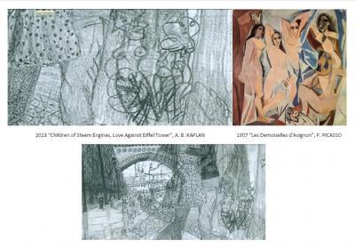 Synthesis - Bush Nymphies-2013 Vs Les Demoiselles Davignon-1907 - Paper Sketch Comparison