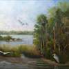 Egrets At Spruce Creek - Oil Paintings - By Beth Pendleton, Realism Painting Artist