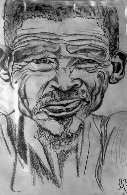 My Art - The Smiling Bushman - Charcoal