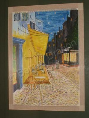 Interpretation - Impresion Of Van Gough Street Cafe - Water Colour