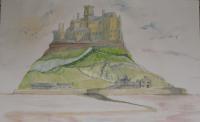 St Michaels Mount - Water Colour Pencil Paintings - By Bampy Dragon, Realism Painting Artist