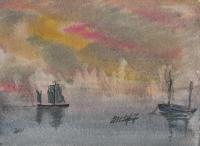 Calm Before The Storm - Water Colour Paintings - By Bampy Dragon, Impressionism Painting Artist
