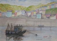 Working Trawlers Mavagissy - Water Colour Paintings - By Bampy Dragon, Realism Painting Artist