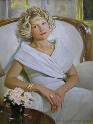 Portrait - Lady In White - Oil On Canvas