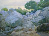 Dusk At The Simeiz Mountains - Oil On Canvas Paintings - By Helen Kishkurno, Impressionism Painting Artist