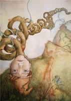 New Jack - Watercolor And Ink Paintings - By Erin Walworth, Surrealism Painting Artist