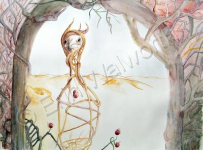Creepers And Sleepers - Deserted Bird - Watercolor And Ink