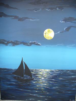 Seascape - Moon 02 - Acrylic