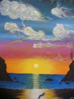 Sunset 05 - Acrylic Paintings - By Raza Mirza, Freestyle Painting Artist