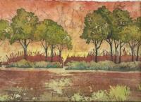 A New Day - Water Color  Wax Paintings - By Bonnie Olendorf, Batik On Rice Paper Painting Artist