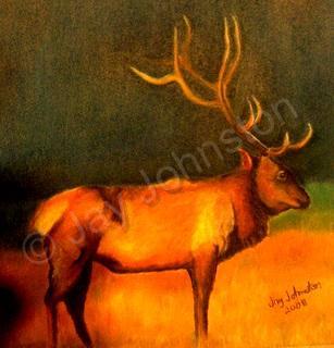 Wildlife - Evening Elk - Pastel