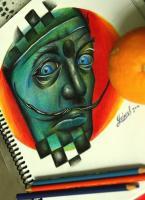 Salvador Dali - Color Pencil  Paper Drawings - By Yair Sarmiento, Realism Drawing Artist