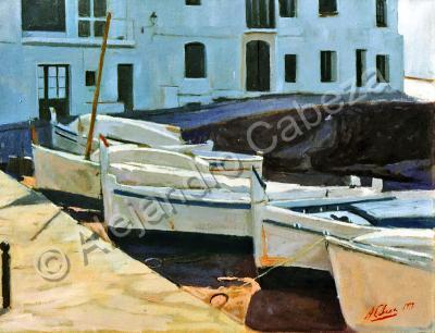 Pintor Alejandro Cabeza - Paseo De Ronda En Cadaques - Oleo