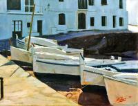 Pintor Alejandro Cabeza - Barcas De Cadaques - Oleo