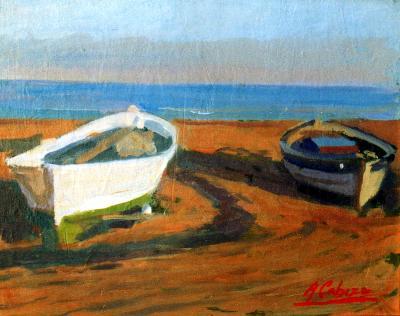 Pintor Alejandro Cabeza - Pintura Valenciana - Barcas - Oleo