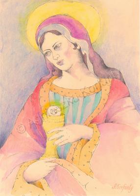 Watercolors - Saint Barbara - Mixed Media