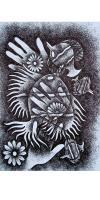 Fish With Hand - Pen Work Drawings - By Malatesh Garadimani, Abstrait Drawing Artist