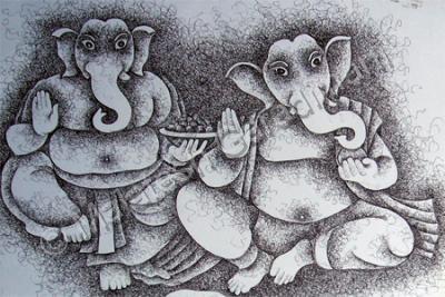 Good - Two God Ganesh - Pen Work