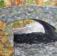 Meadows Road Bridge Over Paulins Kill - Oil On Canvas Paintings - By Tom Schek, Impressionist Painting Artist