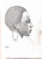 Portraits - African American Woman Study - Pen  Ink