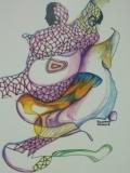 Figurative Abstract - African American Abstract Dancers - Watercolor Pencil