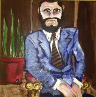 Portraits - Man With Blue Suit - Acrylics