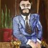 Man With Blue Suit - Acrylics Paintings - By Nelson Rocha, Portrait Painting Artist