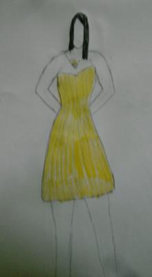 Colored Drawings - Yellow Dress - Pencil And Paper