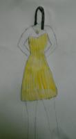 Colored Drawings - Yellow Dress - Pencil And Paper