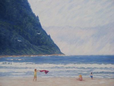 Beach Scenes - A Day At The Beach - Oil