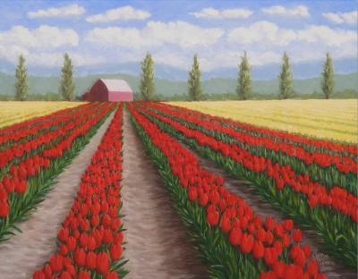 Tulip Fields - Skagit Valley Tulips - Sold - Oil