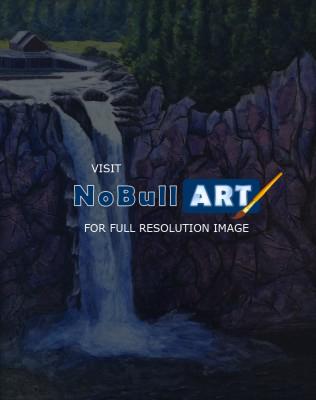 Northwest - Snoqualmie Falls - Sold - Watercolor Acrylic Paper Colla