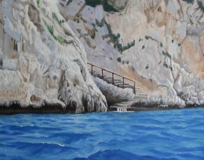 Italy - Stairway Near Blue Grotto Italy - Oil