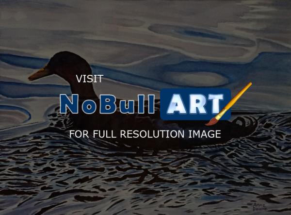 Animals - Morning Swim At Wapato Lake - Watercolor