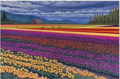 Tulip Fields - Skagit Valley Tulips - Sold - Oil